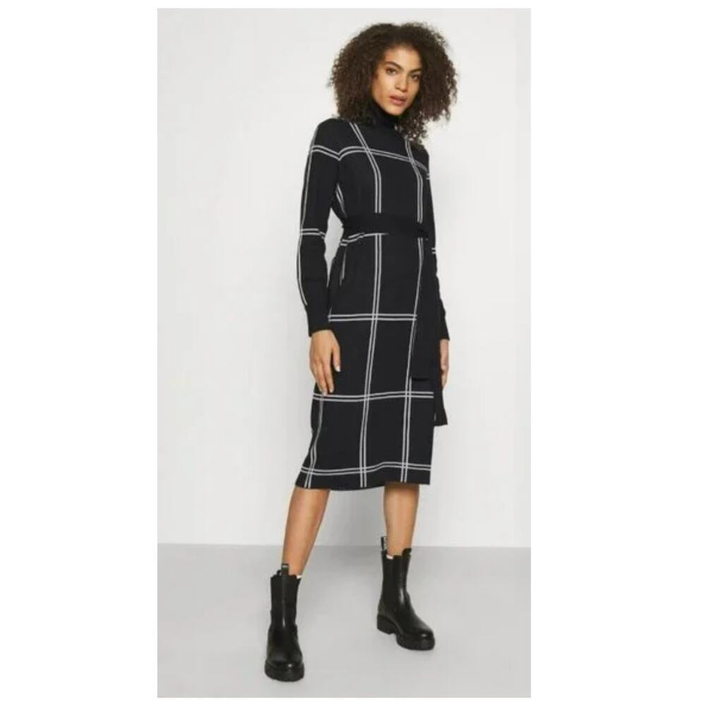 Barbour Aldora Windowpane Long Sleeve Cotton Blend Sweater Dress  (US/12)
